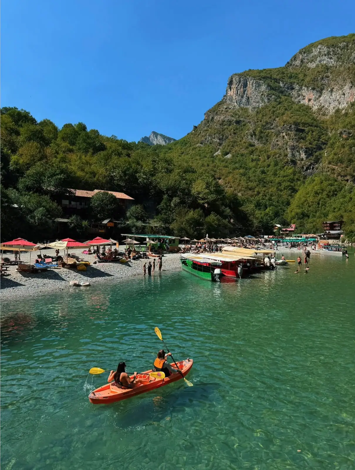 Kayaking beside the Shala River shore